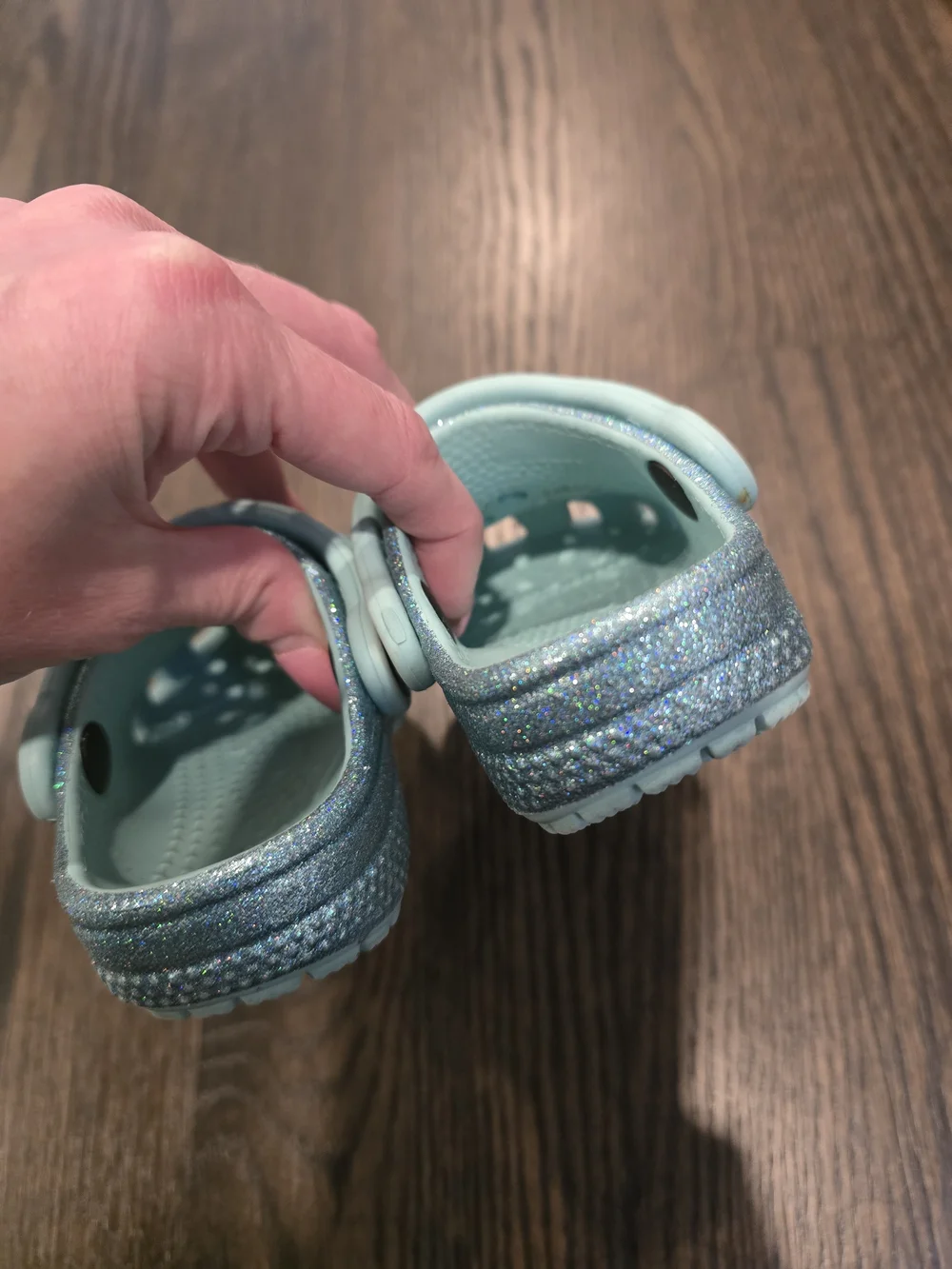 Toddler Glitter Crocs in Light Blue, 4C